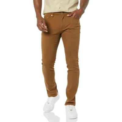Imagen de Amazon Essentials Pantalón Vaquero Elástico de Ajuste Ceñido Hombre, Marrón Caqui Oscuro, 29W / 34L