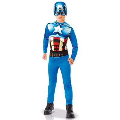Imagen de RUBIES Disfraz de Capitán América Avengers para niños Talla L The Gorros, máscaras y accesorios fiesta, Multicolor, 7 8 ans 117 à 128 cm (rubi 610759/L 128cm)