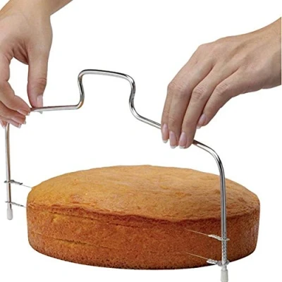 Imagen de KOKSI Cortador de tartas profesional acero inoxidable, ajustable, nivelador alambre doble corte
