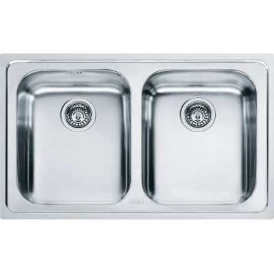 Imagen de Franke Logica LLX 620 79 101.0153.289 Fregadero de cocina acero inoxidable, 2 lavabos con textura seda, color gris, 790 x 500 meses