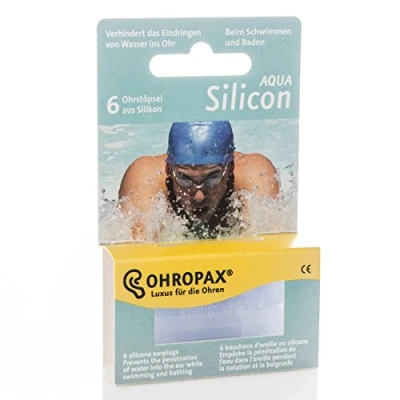 Imagen de Ohropax Tapones para los oídos de silicona Aqua, resistentes al agua, respetuosa con la piel, proteger del agua durante natación, 1 x 6 unidades