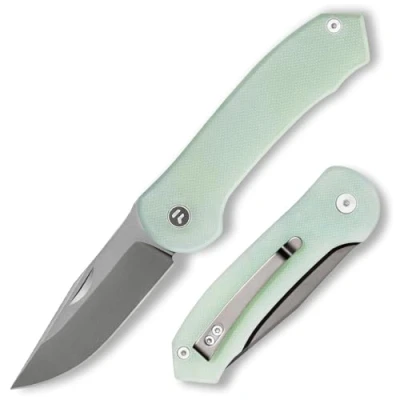 Imagen de FUJUNI 7,25 cm Cuchillo Plegable,Navaja Pequeña en Acero VG10 y Mango G10, Navaja de Bolsillo, Rodamientos Cerámicos,Navaja Plegable,Clip Para Cinturón,Verde Natural