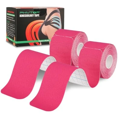 Imagen de PHYTOP Vendaje Neuromuscular (40 Tiras, 25 Cm X 5 Cm) Cintas Kinesiologicas Sin Látex Para Deportes Tape Kinesiologico Ideal Soporte De Rodilla, Hombro Y Codo (Rosa)