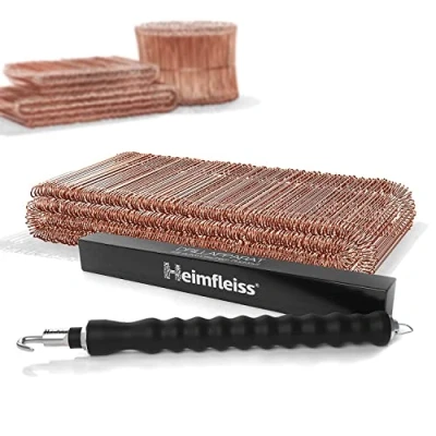 Imagen de Heimfleiss® atadora Alambre + de sujeción cobreado 1,0 x 100 160 mm (500 uds.) Set trenzador Alambre, amarrador y Atador torsión Ojal
