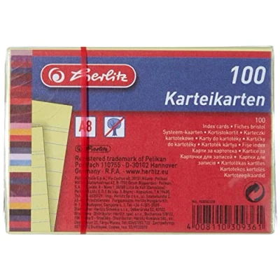 Imagen de Herlitz 1150507 Fichas (A5, 100 Unidades), Color Blanco, Amarillo A8