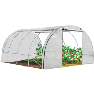 Imagen de TERRE JARDIN Invernadero de jardín túnel Blanco Cuatro Estaciones 12m2 Reforzado 3x4m