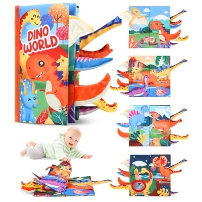 Imagen de Libros de Tela para Bebes, Libro Juguetes Aprendizaje y Educativo,Libro Bebe Interactivo (Dinosaur)
