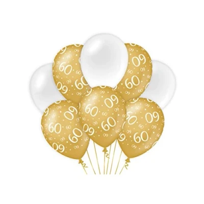 Imagen de Paper Dreams Globos 60 años para mujer látex dorado/blanco