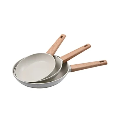 Imagen de BERGNER Naturally Juego de 3 sartenes antiadherentes 18, 22 y 26 cm diámetro aluminio forjado Apto para todos los entornos cocina