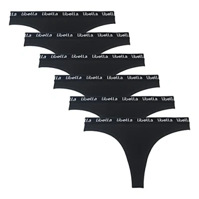 Imagen de Libella Mujer Tanga de algodón Simple y Confortable Thong Tangas Bragas para Mujer,Pack 6,3207 Negro M