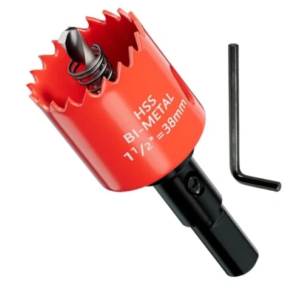 Imagen de GARHWAL Sierra perforadora bimetálica de 38 mm, broca perforadora, con adaptador triangular y centrado. Corte preciso rápido madera, plástico, placas yeso, metal finas más