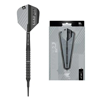 Imagen de TARGET 21g Soft Tip Set Darts Echo 12 Juego de Dardos Punta Suave 90% tungsteno 21 g, Unisex, Negro/Gris