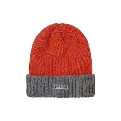 Imagen de Sealskinz Bacton Gorro con Vuelta Impermeable para Tiempo frío, Naranja/Gris, XXL