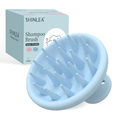 Imagen de SHINLEA Masajeador del cuero cabelludo, cepillo de silicona para el crecimiento cabello y masaje la cabeza, suave cabelludo eliminar caspa, uso en seco húmedo Azul