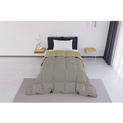 Imagen de Italian Bed Linen Elegant Colcha de Invierno, Gris Chiano/Crema, 220x260 cm