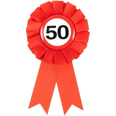 Imagen de decoración de cumpleaños con roseta para 50 cumpleaños, hombre, mesa