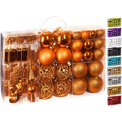 Imagen de BRUBAKER 101 piezas de Bolas Navidad con Copas árboles Color Naranja