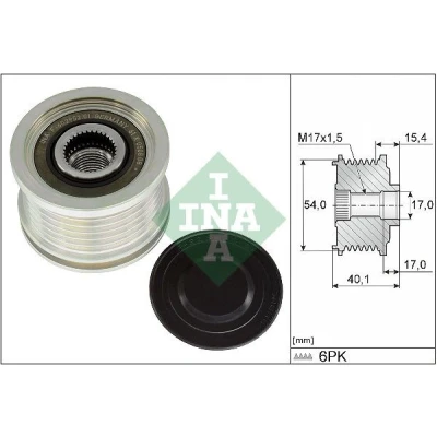 Imagen de INA 535 0317 10 Rueda Libre Alternador se requiere herramiente especial para montaje PEUGEOT: Boxer Furgón, 308 II Hatchback norauto, oscaro, mister