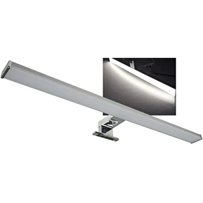 Imagen de Luz LED para espejo gabinete con de 60 cm IP44 11 vatios 1600 lúmenes montaje en pared y superficie baño Iluminación armario, espejo, baño, aspecto aluminio, blanco neutro