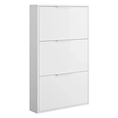 Imagen de Composad Zapatero Slim de la línea Espresso con 3 Solapas, ahorrador Espacio, para Entrada, trastero, (LxAxP) 65 x 105,5 15 cm, Color Blanco Lacado, Fabricado en Italia