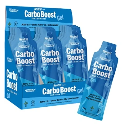 Imagen de Victory Endurance Carbo Boost Gel, Sabor Neutro (18 x 76 g), Energía inmediata, Para el ejercicio prolongado, Complejo de Carbohidratos, BCAAs y Sodio, Sin Cafeina, gluten, vegano,