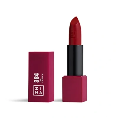Imagen de 3INA MAKEUP The Lipstick 384 Vino Labial Cremoso Barra de Labios Mate con Vitamina E y Manteca Karité Alta Pigmentación Olor a Vainilla Vegan Cruelty Free