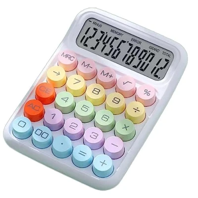 Imagen de tinysiry calculadora de Escritorio con Pantalla grande botón Redondo, alimentada por batería para Oficina, Escuela, hogar, función estándar Blanco