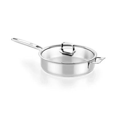 Imagen de BRA Signature Guisera con tapa 28 cm, Sin Antiadherente, Acero Inoxidable 18/10, Full Induction, Compatible todas fuentes de calor, Incluida Inducción, Mango y Asas