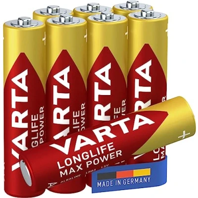 Imagen de Varta Pila Longlife Max Power AAA Micro LR03 (paquete de 8 unidades), pilas alcalinas «Made in Germany» Adecuado para juguetes y aparatos uso cotidiano
