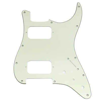 Imagen de Musiclily Pro 11 Agujeros Golpeador ST HH Pickguard Con para Esquina Redonda 2 Humbucker Potenciómetros Mini Switch Guitarra Eléctrica tipo Fender Squier Strat, 3 capas Mint Green