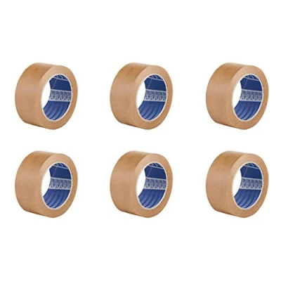 Imagen de ACIT Cinta adhesiva ecológica de papel marrón, Pack 6 rollos, 50 m x mm, Sin disolventes