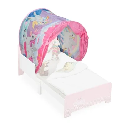 Imagen de Relaxdays Tienda de Campaña para Cama Infantil, Diseño Unicornios, 220 x 79 cm, Dosel Niños, Tipi, Pop Up, Multicolor, Poliéster