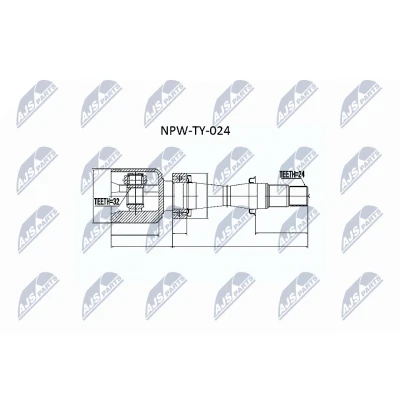 Imagen de NTY NPW TY 024 Junta Homocinética lado de engranaje, Eje delantero, derecha TOYOTA: Avensis I Berlina