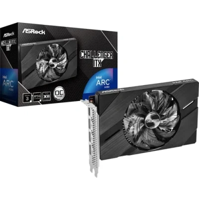 Imagen de ASRock Intel ARC A380 Challenger ITX 6GB OC, DDR6, PCIe4, HDMI, 3 DP, Reloj de 2250 MHz, refrigeración 0 dB, diseño Compacto