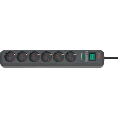 Imagen de Brennenstuhl Eco Line regleta de enchufes con 6 tomas corriente y protección contra sobretensiones (cable 5 m, interruptor iluminado, sobretensión hasta 13.500A) antracita
