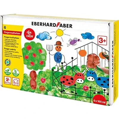 Imagen de Eberhard Faber 578806 pinturas de dedos EFA Color, 6 colores con 100 ml cada uno, no tóxicas para niños