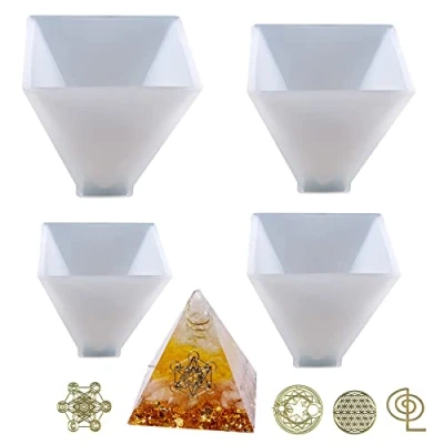 Imagen de Cayway 4 Pz Pirámide Moldes de Resina Silicona con Relleno para Molde Piramidal, Decoración Mesa El Hogar