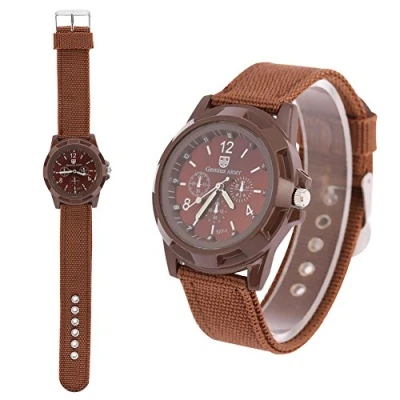 Imagen de Relojes para Hombre, Reloj de Pulsera Digital Electrónico, Hombre Resistente Mujer Moda Nylon Masculina (Brown)