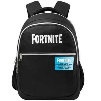 Imagen de Fortnite Mochila Infantil Escolar Niño y Adolescente Mochilas de Viaje con 3 Compartimentos Cintas Ajustables Regalos para Gamers (Negro, 40x29x15.5cm)