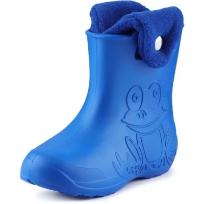 Imagen de Ladeheid Botas de Agua para niños en EVA Unisexo Lluvia Forradas Zapatos Infantiles Calzado Invierno Impermeable Rainboots LA CA 04 (Azul/Azul Marino, 24/25 EU)