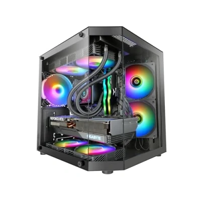 Imagen de Mars Gaming MC 3TLITE, Caja MicroATX, Triple Cristal Templado Continuo, Ventilador FRGB Trasero 120mm, Estructura de Doble Cámara, Minitorre PC Compacta con Amplia Capacidad Interna, Negro