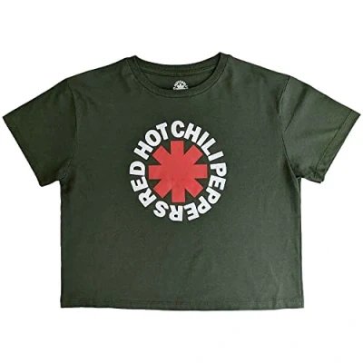 Imagen de Rock Off officially licensed products Red Hot Chili Peppers Crop Top Camiseta Classic Asterisk Oficial para Mujer Verde, M