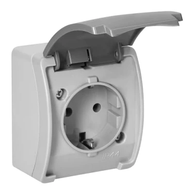 Imagen de Miratic Enchufe Exterior Superficie Resistente y Duradero Estanco para Seguridad Adicional con Grado de Protección IP44 (Gris grafito)