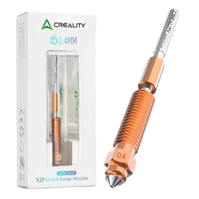 Imagen de Creality boquilla K2 Plus de 0,4 mm, impresora 3D, intercambio rápido unicornio con cuello aleación titanio, cobre y acero endurecido para 3D