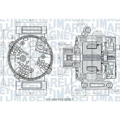 Imagen de MAGNETI MARELLI 063731557610 Alternador 12V 150A FORD: Transit Custom V362 Furgón, V363 Mk6 Furgón