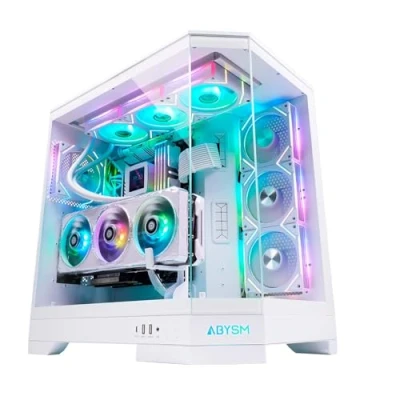 Imagen de ABYSM Gaming Caja PC Gamer Danube SAVA H600 White E ATX con 3 Paneles de Cristal Templado, 4 Ventiladores ARGB 120 mm, Controladora, Soporte para GPU y Cable Riser PCIe 4.0 16x