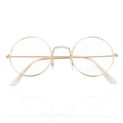 Imagen de happymas Gafas de Papá Noel redondas níquel Noel, redondas, disfraz para Navidad como
