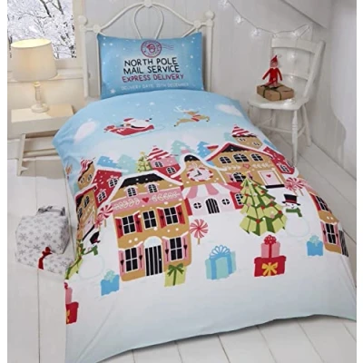 Imagen de Rapport Gingerbread Town Juego de Funda edredón para niños, 2 Piezas, Color Azul