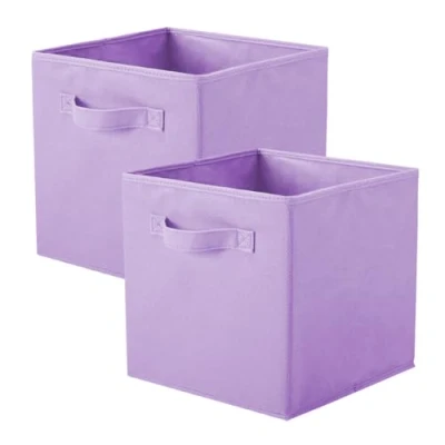 Imagen de PowerKing caja de almacenamiento tela, plegable 2 piezas, forma cubo, color morado claro