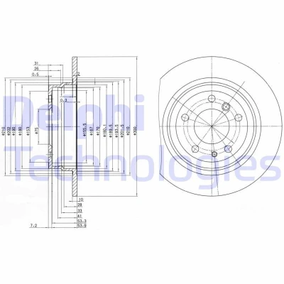 Imagen de DELPHI BG2431 Disco de freno 300 10 5 macizo aceitado sin procesar cojinete rueda, anillo sensor ABS BMW: Berlina, Touring